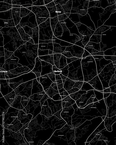 Bochum Germany Map, Detailed Dark Map of Bochum Germany