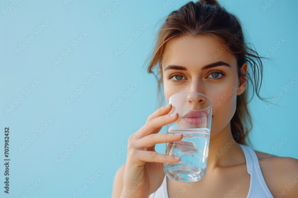 Close-Up of Smiling Fitness Enthusiast Drinking Water Close-Up of Smiling Fitness Enthusiast Drinking Water