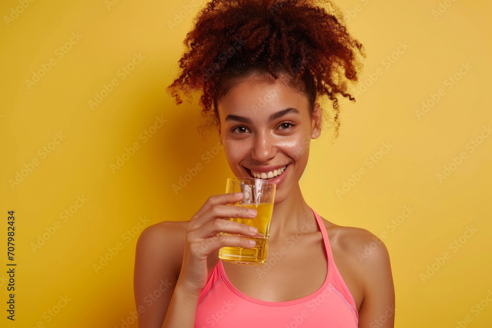 Φωτογραφία Radiant Fitness: Close-Up of Smiling Female Athlete Hydrating