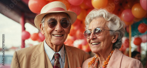 Happy and proud elderly couple celebrating