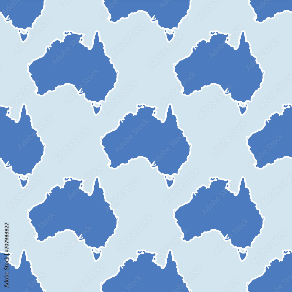 Seamless blue pattern of blue maps of Australia