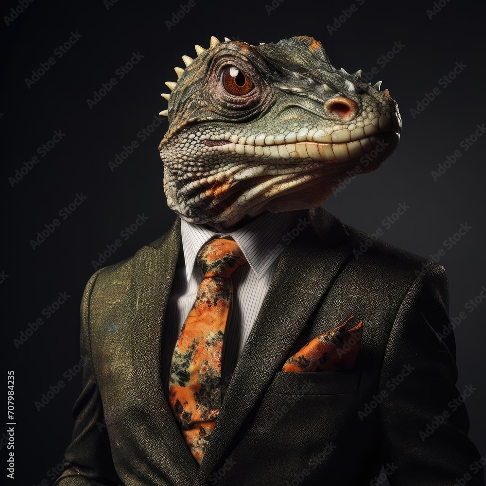 Reptilian in a formal suit