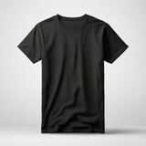 Blank Black T-shirt Mockup Design Template for Advertisement.Men Isolated short Sleeve Wear Front Cotton Shirt Textile Clothing Fashion Mockup.Model Body People Retail Style Concept Apparel