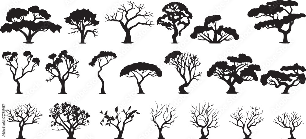 Set Trees. Hand drawn vector illustration Set Trees. Hand drawn vector illustration