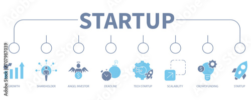 Startup banner web icon vector illustration concept