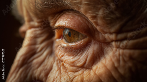 Wrinkled eye, a symbol of aged wisdom.