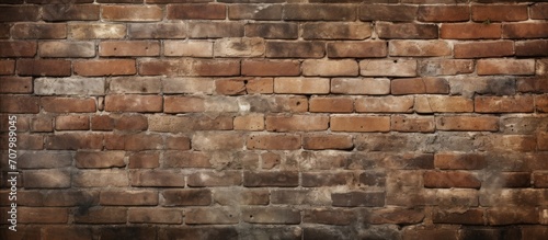 Vintage brick wall with aged texture  suitable for text.