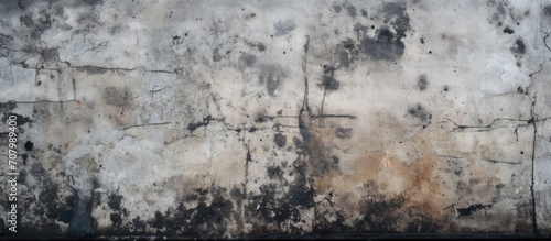 Oil stains on concrete in a parking lot provide a textured background and black marks.