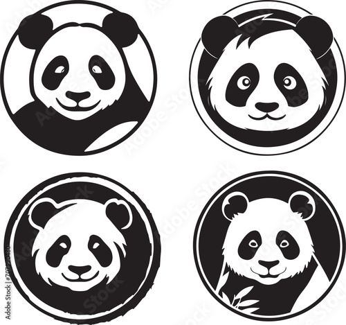 cute panda head icon vector illustration 