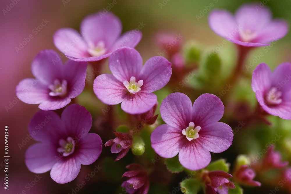 Closeup background image of purple saxifraga plant flowers. Rockfoil blossom. Closeup background image of purple saxifraga plant flowers. Rockfoil blossom.