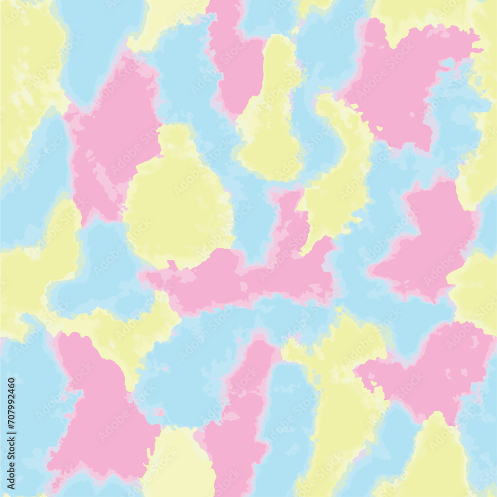 Tie dye pattern. Hand drawn pastel colour ornamental elements background. Pink abstract texture. Print for textile, fabric, wallpaper, wrapping paper. Seamless vector pattern, watercolour, summer