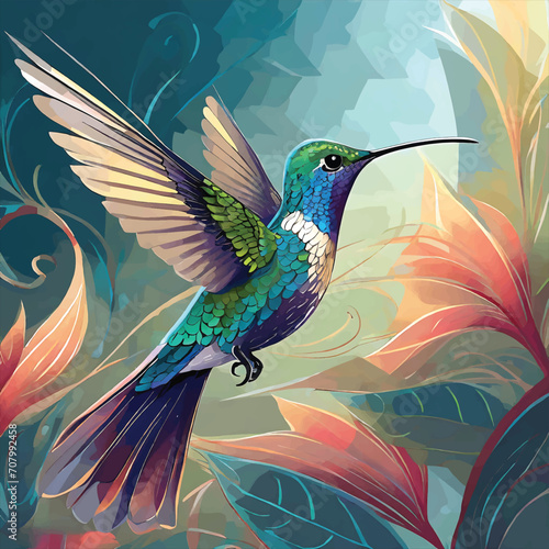 vector beautiful flying hummingbird design element for banners posters leaflets and brochures