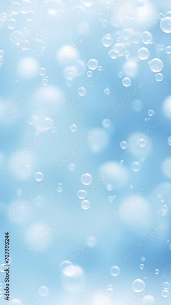 Ethereal Aqua Sphere Bokeh on a Serene Blue Gradient, Vertical Poster or Sign with Open Empty Copy Space for Text 
