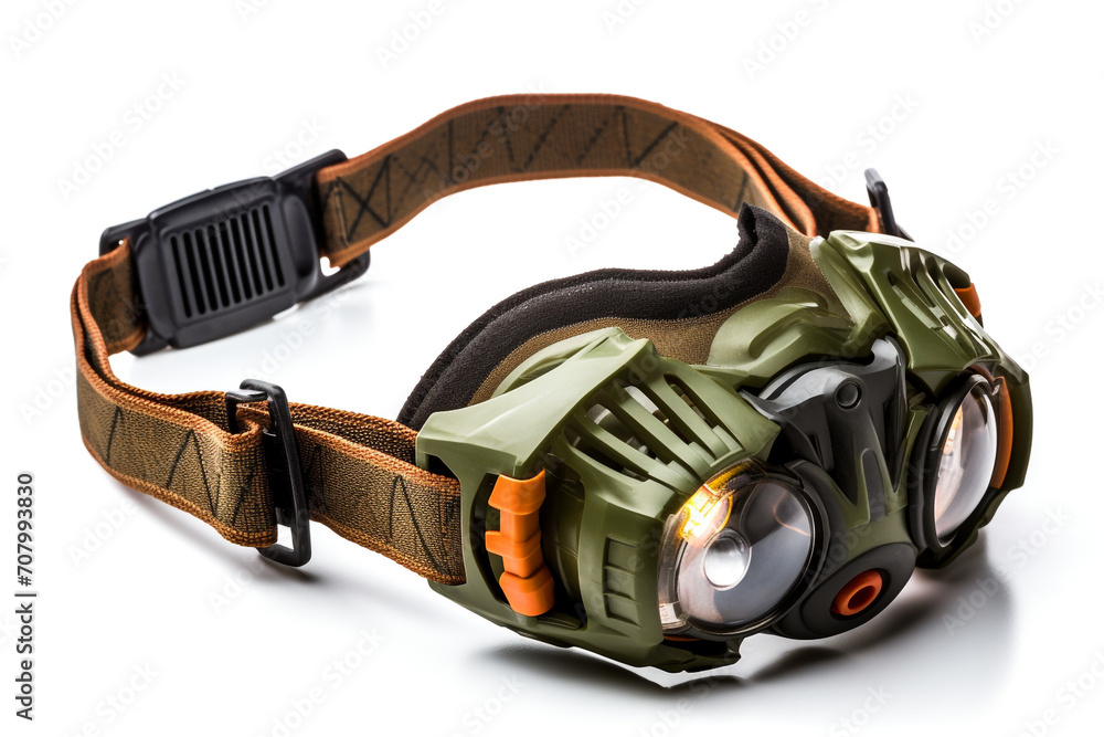 Fototapeta premium Hunting headlamp isolated on white background created with Generative Ai