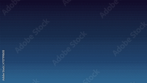 Dark blue pixel art gradient background. 8-bit style dithering seamless vector backdrop. © ad_stock