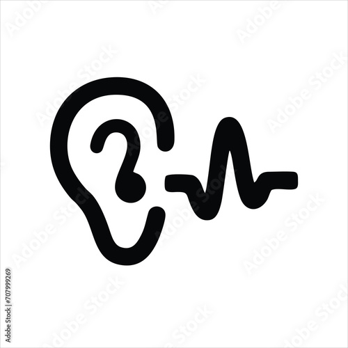 Ear listen vector icon on white background. Ear vector icon. Listening vector icon. photo