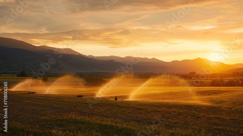 Water springer plants Working in the Agricultural farm  Water springer   The movement of water springer in the garden