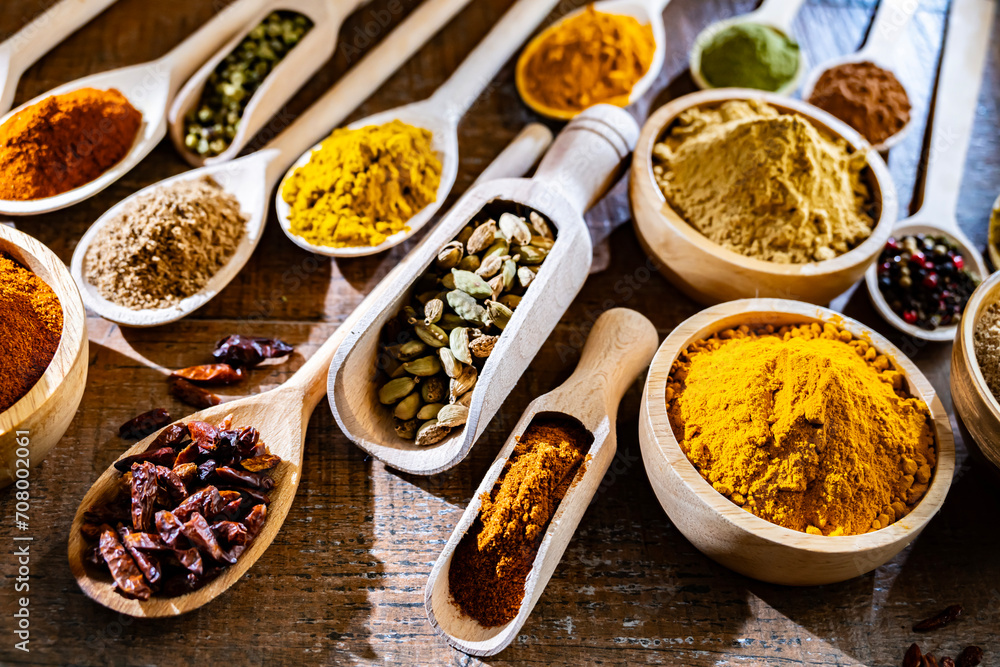 Composition with assortment of spices and herbs Composition with assortment of spices and herbs