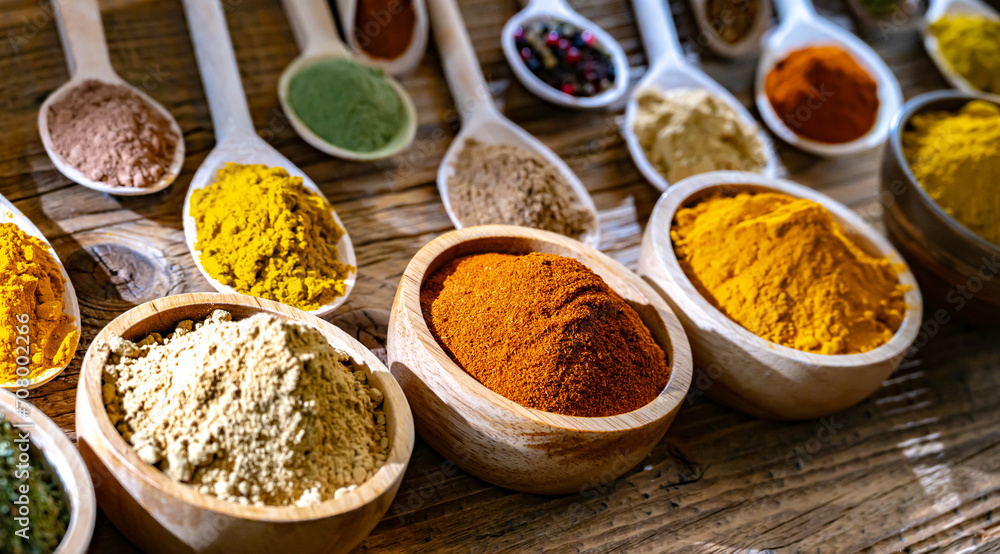 Composition with assortment of spices and herbs Composition with assortment of spices and herbs