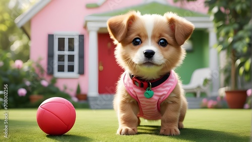 puppy with a toy