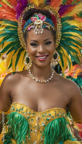 Femme souriante au carnaval aux antilles photo