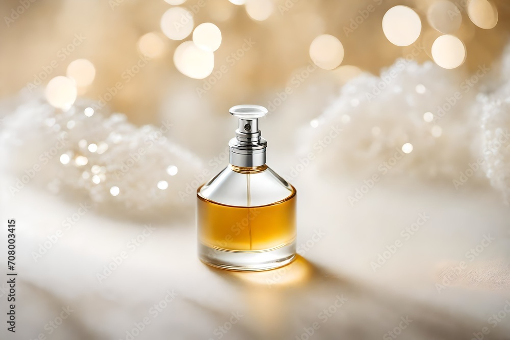 yellow perfume spray flacon in bright and shiny blurry background , luxury and delicate cosmetics branding yellow perfume spray flacon in bright and shiny blurry background , luxury and delicate cosmetics branding