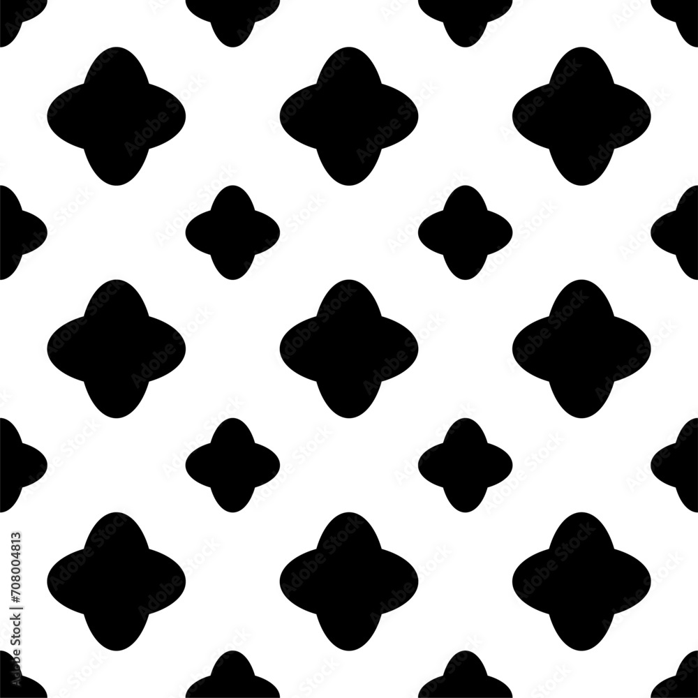 Fototapeta premium seamless pattern with black and white simple flower element design symbol art decoration fabric textile tile useable pattern vector illustration 