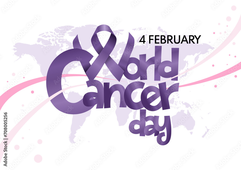 Obraz premium World Cancer Day. Purple ribbon concept. Vector illustration.