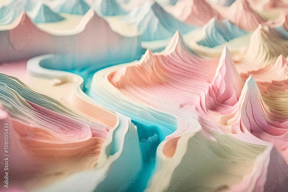pink and blue abstract wavy layred landscape , tiltshift blur , surreal miniature planet surface pink and blue abstract wavy layred landscape , tiltshift blur , surreal miniature planet surface