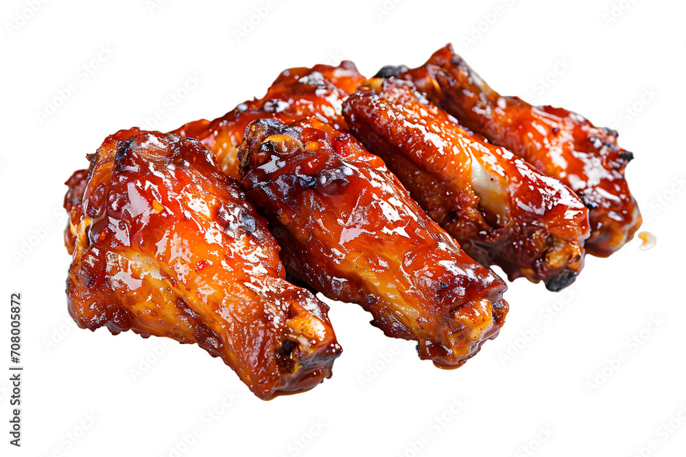 Spicy chicken wings with red sauce isolated on transparent background Spicy chicken wings with red sauce isolated on transparent background
