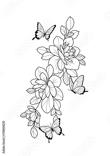 tattoo illustration  design  sketch  tattoo  flowers  butterflies