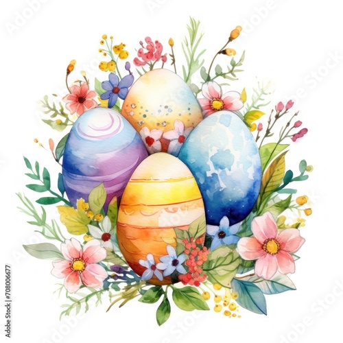 Watercolor illustration of Easter egg clipart isolated on white background.