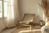 Rattan chair in living room home interior 