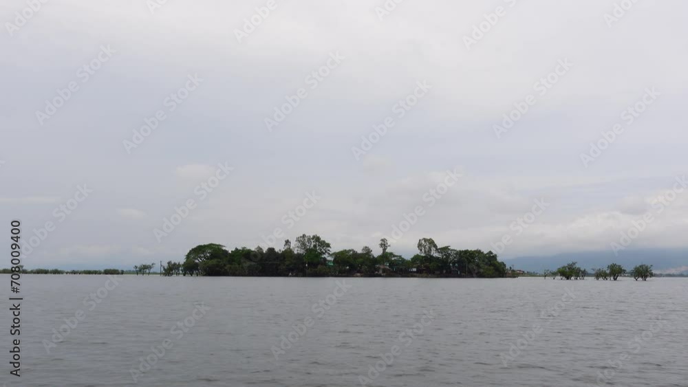 View of trees in the wetland water at Haor Swamp areas. Scenery of wetland water in Haor, Sunamganj, Bangladesh. View of trees in the wetland water at Haor Swamp areas. Scenery of wetland water in Haor, Sunamganj, Bangladesh.