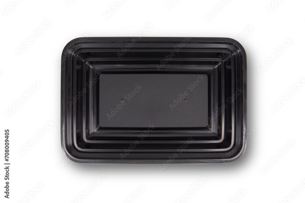 Black Plastic food container with cover isolated on white background Black Plastic food container with cover isolated on white background