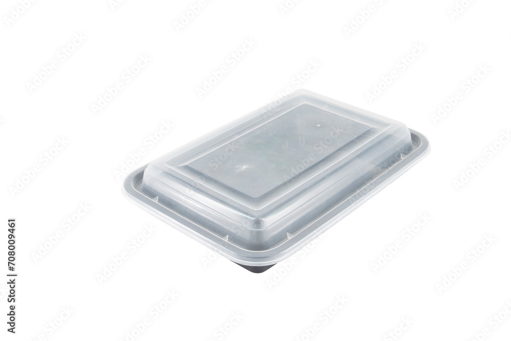 Black Plastic food container with cover isolated on white background Black Plastic food container with cover isolated on white background