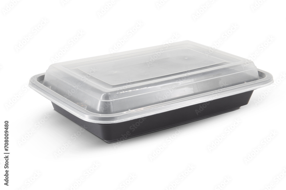 Black Plastic food container with cover isolated on white background Black Plastic food container with cover isolated on white background