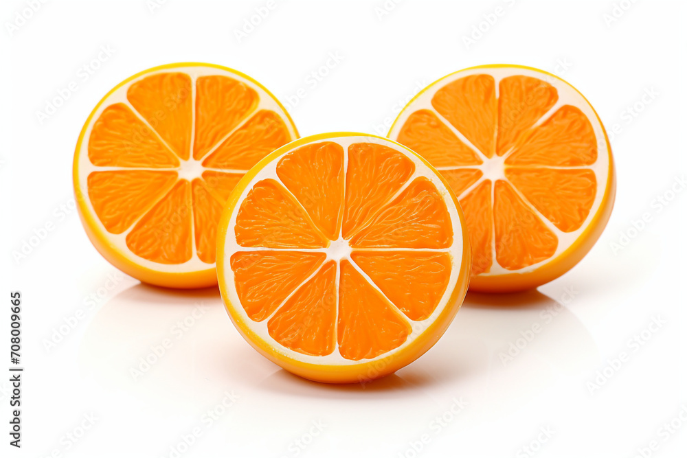 halftime orange slices isolated on white background created with Generative Ai halftime orange slices isolated on white background created with Generative Ai