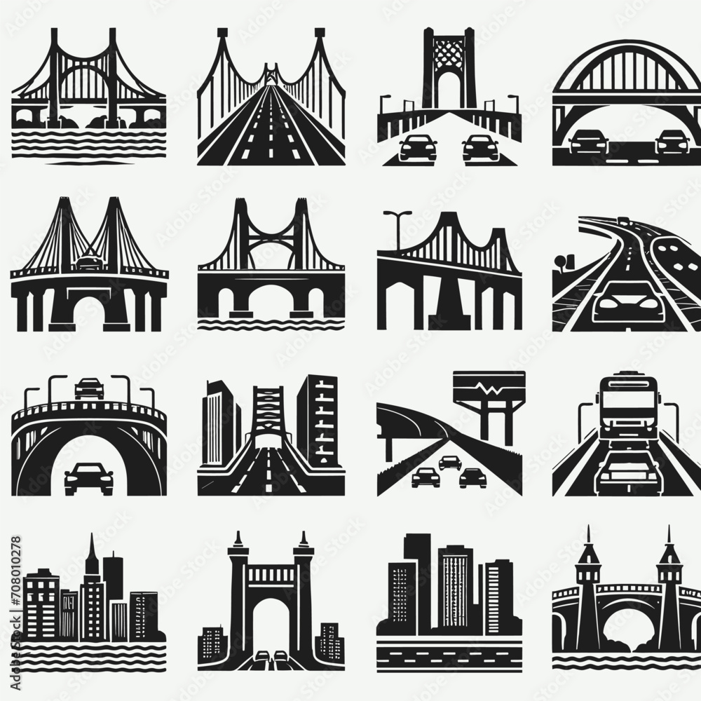 set of bridge logo vector icon	