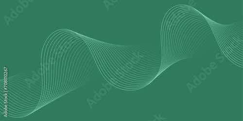 Abstract background with waves for banner. Medium banner size. Vector background with lines. Element for design isolated on green. Green color. Nature, eco. Brochure, booklet