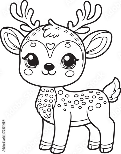 A Cute  Baby Deer Coloring Page Line Art Vector