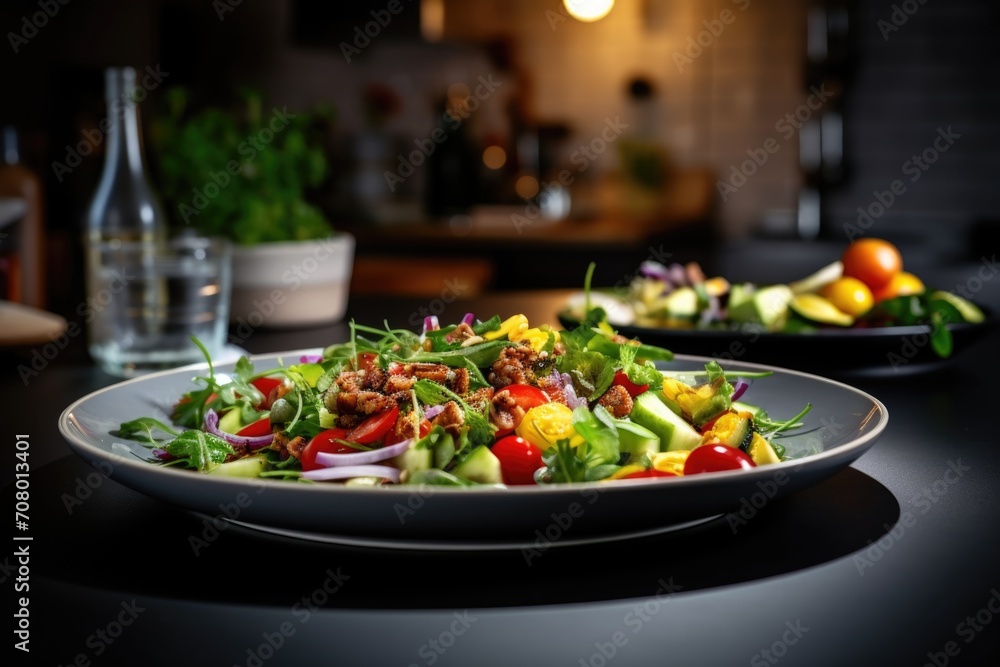 Gourmet fresh vegetable salad on a plate Gourmet fresh vegetable salad on a plate