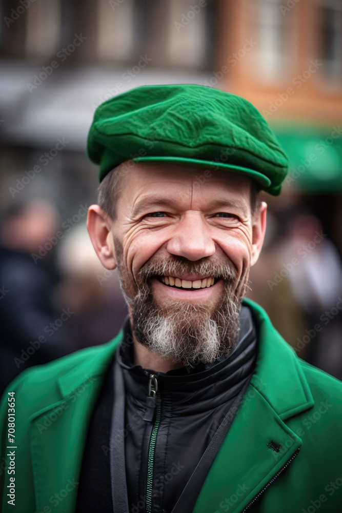 man smiling in green outfit on st patrick's day man smiling in green outfit on st patrick's day