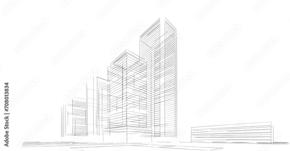 abstract architecture buildings 3d illustration