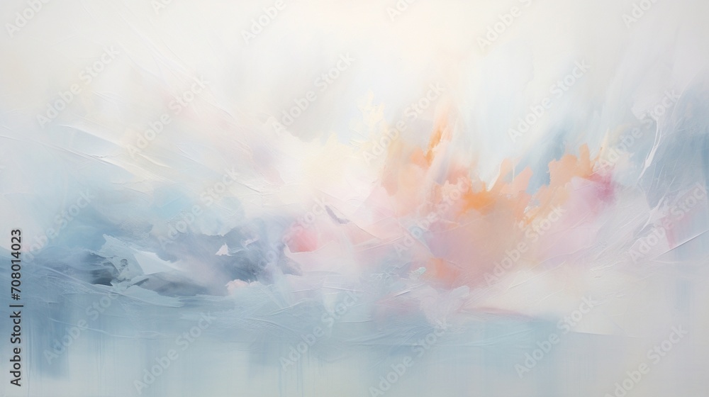 a series of delicate and translucent paint splashes, their soft and subtle hues creating a sense of serenity and calm against the clean white background, evoking a feeling of artistic tranquility.