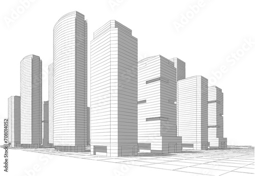 abstract architecture buildings 3d illustration