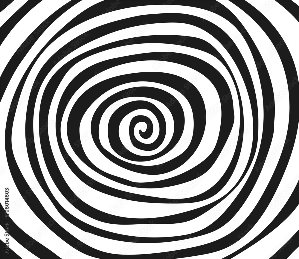 Monochrome psychedelic background. Vector spiral pattern. Optical illusion style. Hand drawn abstract illustration Monochrome psychedelic background. Vector spiral pattern. Optical illusion style. Hand drawn abstract illustration