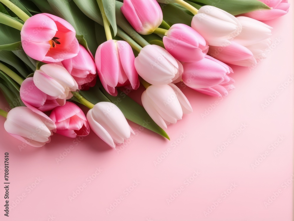 tulip flowers in a pale pink background tulip flowers in a pale pink background