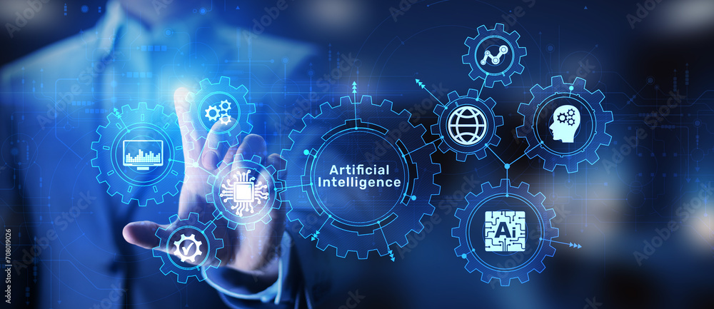 AI Artificial intelligence, Machine learning, Big data analysis and automation technology in business and industrial manufacturing concept on virtual screen. AI Artificial intelligence, Machine learning, Big data analysis and automation technology in business and industrial manufacturing concept on virtual screen.