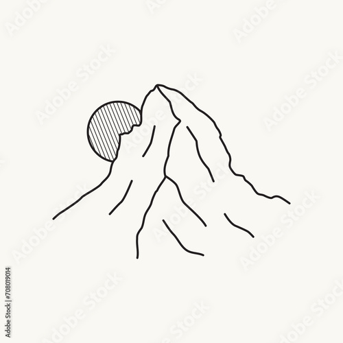 Zermatt matterhorn switzerland in mono line vector design